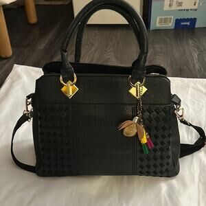 ZiMing Black Faux Leather Shoulder Crossbody Handbag Satchel Tote Minimalist